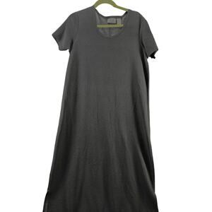 Nordstrom Womens Dress Black Size Large Polyester Blend Short Sleeve Pullover